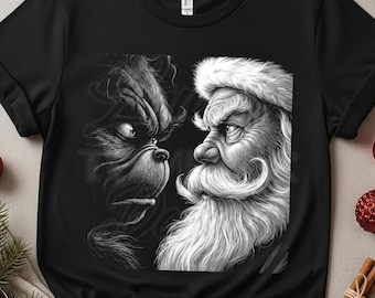 サンタPNG、クリスマスPNG、レトロなホリデーシャツデザイン、ヴィンテージクリスマス映画アート、クリスマスハーフトーン、デジタルダウンロード