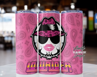 Lowrider Girl Tumbler Wrap, lowrider tumbler wrap, chicano sublimation, tumbler wrap, lowrider tumbler sublimation design, lowrider lady png