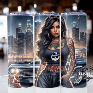 Lowrider Girl Tumbler Wrap, lowrider tumbler wrap, chicana sublimation, tumbler wrap, lowrider tumbler sublimation design, lowrider lady png