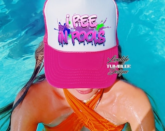 I pee in pools neon hat, i pee in pools, funny girl hat, neon trucker hat, neon snapback, fun summer hat, neon hat, girl hat, boy hat, otto