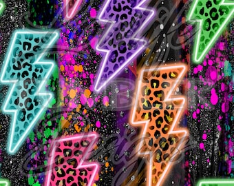 Neon bolts seamless pattern, neon lightning bolts, bolts clipart, neon bolts, neon seamless, neon brush stroke, neon seamless, neon clipart