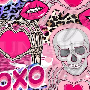 skull love seamless pattern, skull, skull clipart, skull, skull, skull seamless pattern, skull tumbler wrap, digital, love, xoxo
