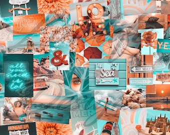 Summer time collage seamless pattern, summer collage, summer clipart, summer, summer tumbler wrap, summer seamless pattern, summer sub