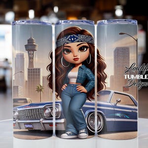 Lowrider Girl Tumbler Wrap, lowrider tumbler wrap, chicana sublimation, tumbler wrap, lowrider tumbler sublimation design, lowrider lady png