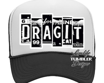 Drag it hat, minitruck, neon trucker hat, black and white snapback, neon hat, girl hat, boy hat, otto hat, drag it, car show hat