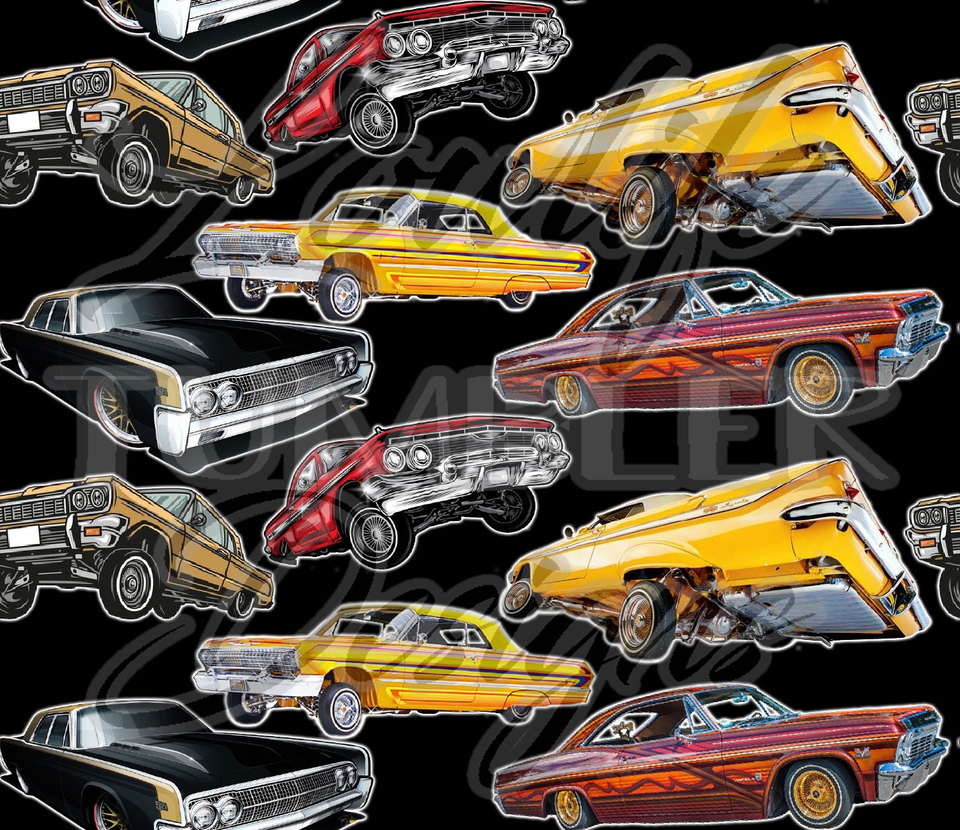 Lowrider Seamless Pattern, Lowrider Clipart, Car Clipart, Lowrider