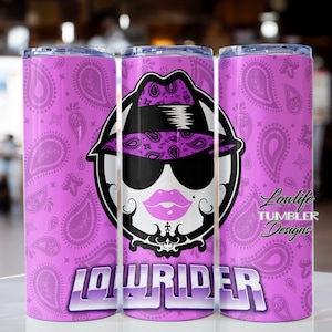 Lowrider Girl Tumbler Wrap, lowrider tumbler wrap, chicano sublimation, tumbler wrap, lowrider tumbler sublimation design, lowrider lady png