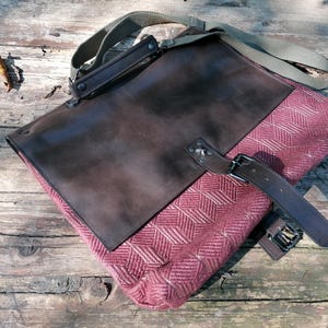 leather and fabric document bag, sturdy bag