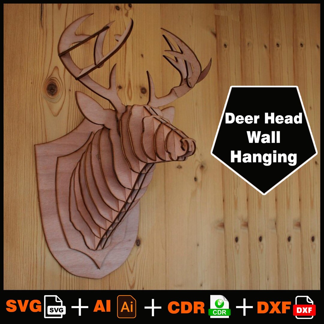 Deer Head Wall Hanging Vector Files for Wood Laser Cutting