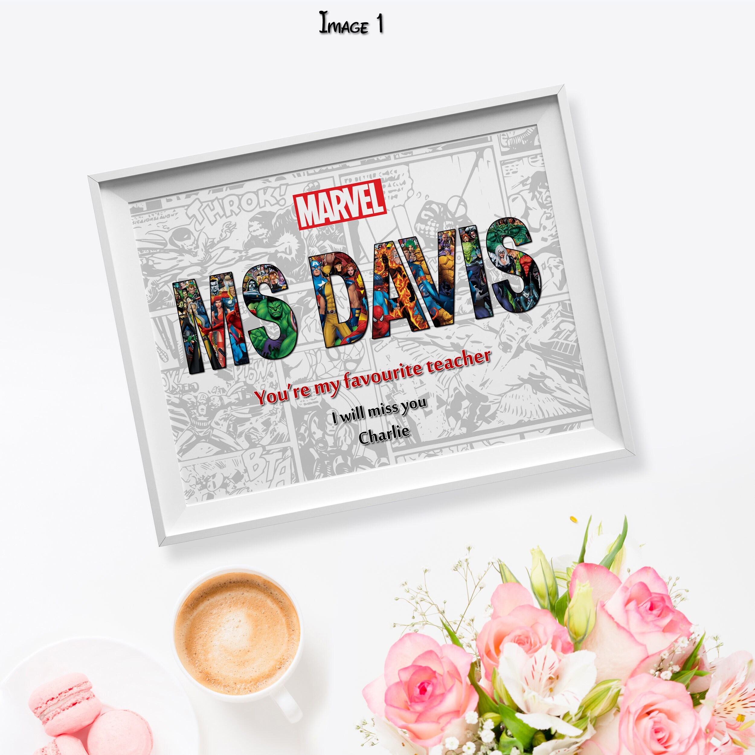 thumbnail image 2 of Marvel Superhero Personalised A4 End-of-Year Teacher Gift – Spider-Man Theme 2 of 4