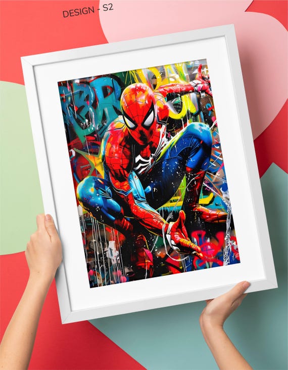 Spiderman Wall Art Print • Graffiti Superhero Poster • Marvel Kids Bedroom Decor • Framed or Unframed Art