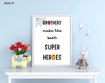 Superhero Brothers kinderkamerkunst: Hulk, Spiderman, Captain America - direct downloaden