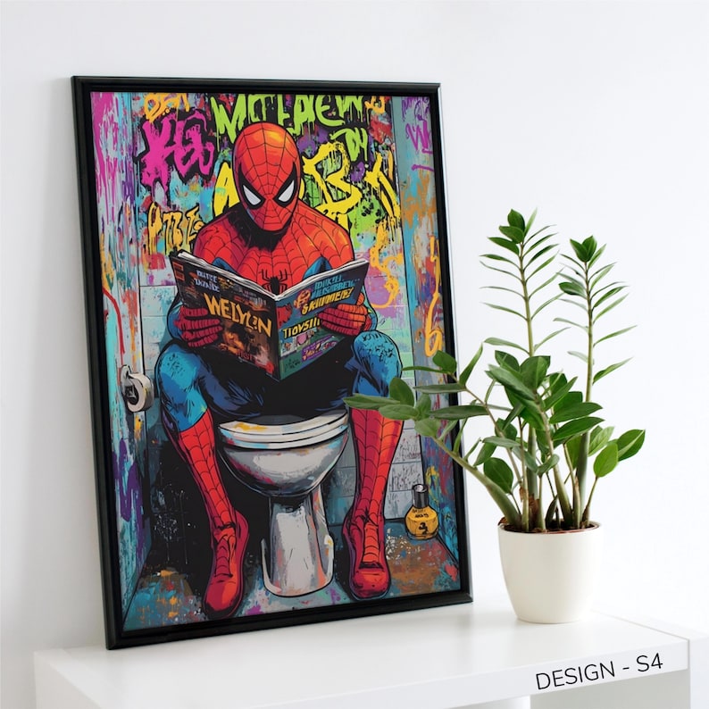 Spiderman Wall Art Print • Graffiti Superhero Poster • Marvel Kids Bedroom Decor • Framed or Unframed Art afbeelding 4