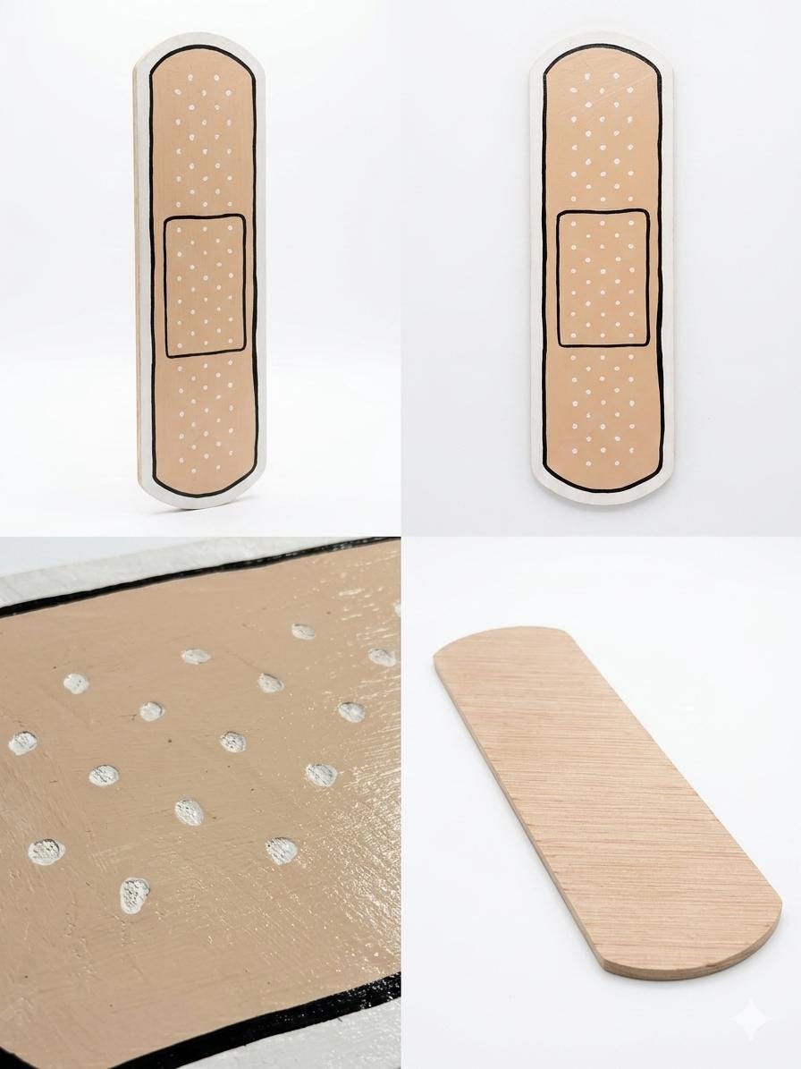 Hand-painted Wooden Bandage Wall Art – Oversized Band-aid Decor, Clinic ...