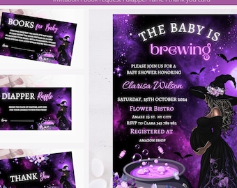 Halloween-Babyparty-Einladungs-Bundle | Bearbeitbare Canva Vorlage | Geister Kürbis Einladen Set | Herbst Gender Neutral Printable