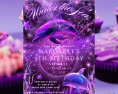 Under the sea Party, dolphins Birthday celebration, Pool Birthday Party, Fantasy Invitation, Enchanted Dolphins Template, Magical Template