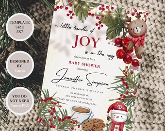 Kerst baby shower uitnodiging, een kleine bundel van vreugde, Santa babyuitnodiging, kerst baby baby shower uitnodiging, Santa baby shower