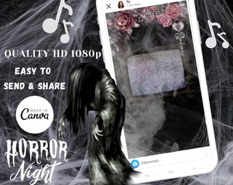 Gotische Halloween video uitnodiging, Halloween horror film uitnodigen, kostuum partij uitnodigen, video Evite, Spooky The Ring film uitnodigen met muziek