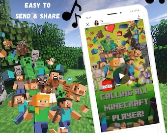 Mine Blocks Game Invitation, Mine block Game Animated Video Invite, Game Player Birthday Invitation,Mine Game Birthday Video Invitation