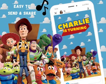 Toy Story video-verjaardagsuitnodiging, Toy Story video-uitnodiging, aangepaste verjaardagsuitnodiging, Toy Story Party, Toy Story video aangepaste evite
