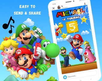 Super Mario Bros Video Invitation, Super Mario Birthday Video Invitation, Mario Bros Kids Video Invitation, Mario Personalised Invite