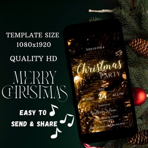 クリスマスパーティー招待状、クリスマスイブパーティーアニメーションビデオ招待状、クリスマスビデオ招待状、音楽付きパーソナライズクリスマス招待状