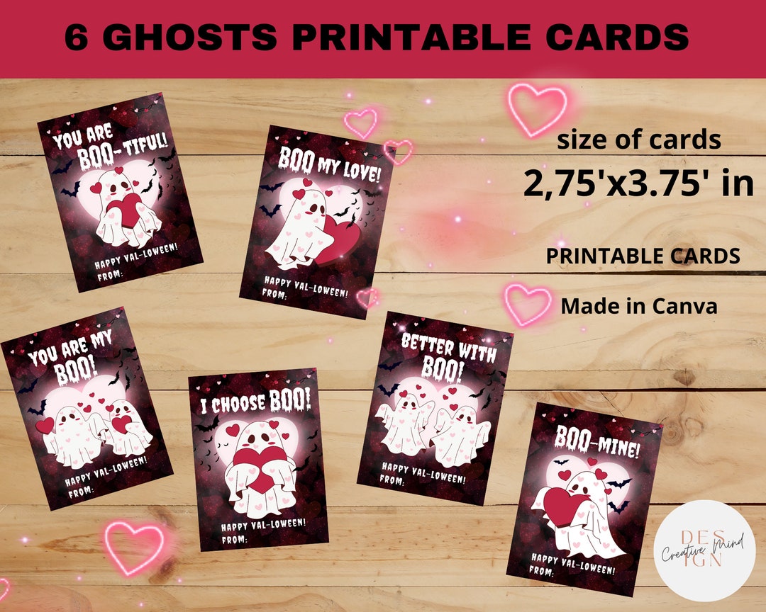 creepy cute ghost valloween cards for kids, digital valentines