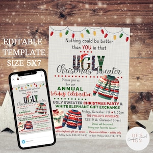 Ugly Sweater Weihnachtsfeier-Einladung, Ugly Sweater Weihnachtseinladung, Weihnachtsfeier einladen, Freunde Weihnachtsfeier Vorlage
