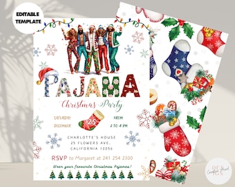 Christmas Pajama Invitation, Pajama Party Invitation, Pajama Christmas Party Invite, Instant Download Template Funny Christmas Party Invite