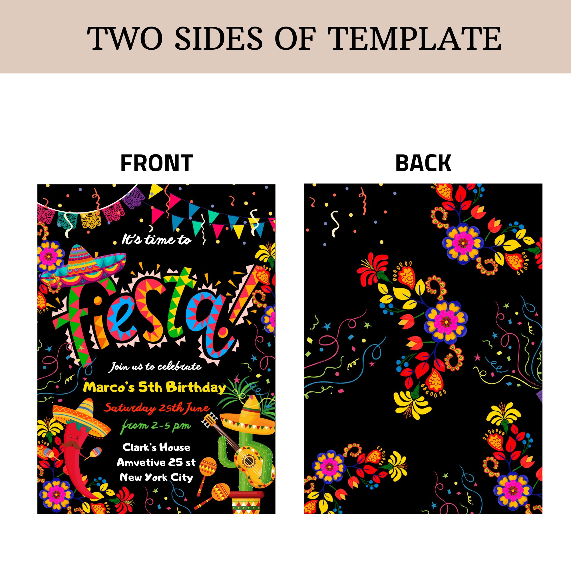 Fiesta Invitation Mexican Fiesta Theme Mexican Floral Birthday ...