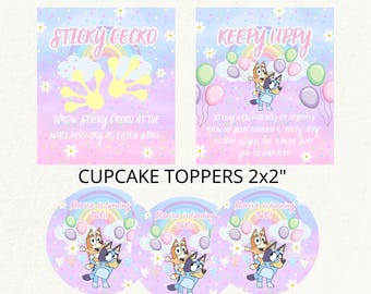 Bluey Girl-verjaardagsuitnodiging sjabloon Bluey-uitnodiging Digitale Bluey Girl-uitnodiging Bluey Girl-feestuitnodiging Bluey Pastel Rainbow-bundel