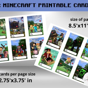 Minecraft Valentines, Carte de jeu Valentines, Kid Valentines, School Valentines, Gamer Valentine, Jeu vidéo Valentine, Class Valentines