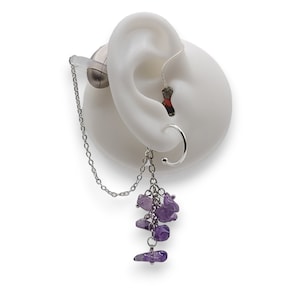 Aide auditive avec pierres précieuses, boucles d'oreilles pour dispositif d'écoute avec chaîne de sécurité. Chaîne de bijouterie incluse fonctionnelle et anti-perte