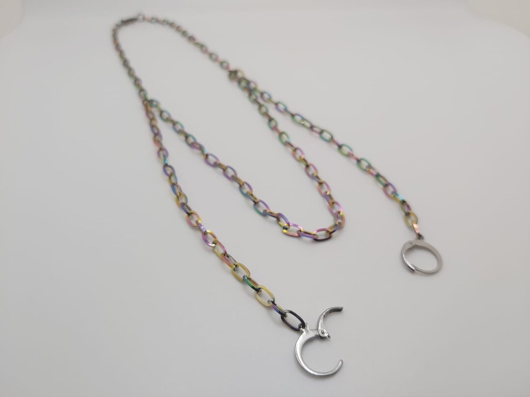 Rainbow Chain Necklace for Loop Earplugs, Sensory Jewelry, ADHD Autism
