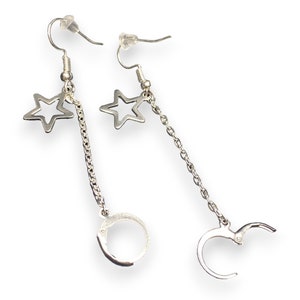 Silver star earrings for Loop earplugs, sensory earrings, earplug earrings, ADHD autism accessory, festival gig earplug anti loss jewelry