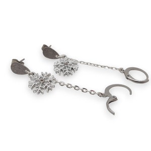 Snowflake earrings for Loop earplugs, sensory earrings, earplug earrings, ADHD autism accessory, anti loss jewelry, Christmas gift