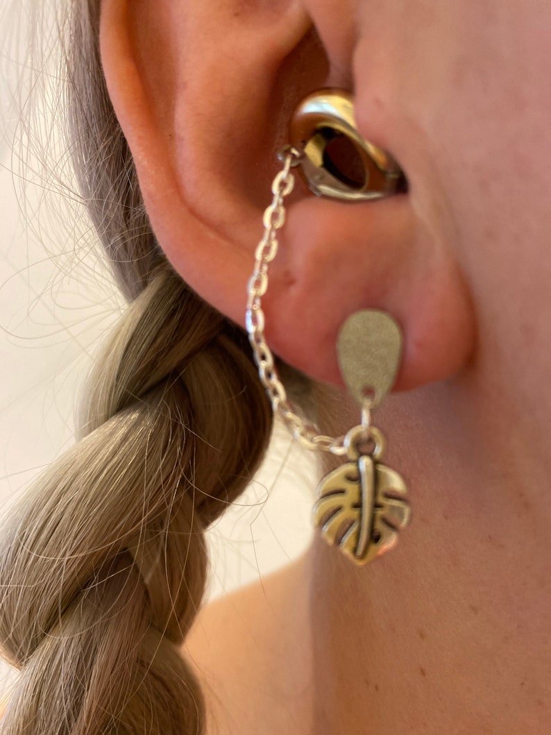 Tropical Silver Leaf Earrings for Loop Earplugs Sensory Etsy