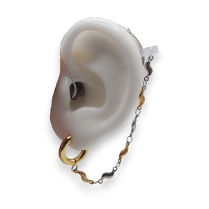 Boucles d'oreilles pour prothèses auditives bicolores, chaîne de sécurité de prévention des pertes pour appareil d'écoute fonctionnel, cadeau de bijoux pour prothèses auditives, breloque accessoire pour prothèses auditives