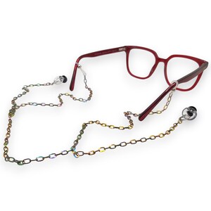 Rainbow Glasses Chain for Loop Earplugs or Hearing Aids, multi-functional accessory, anti-loss safety retention chain, functional jewellery