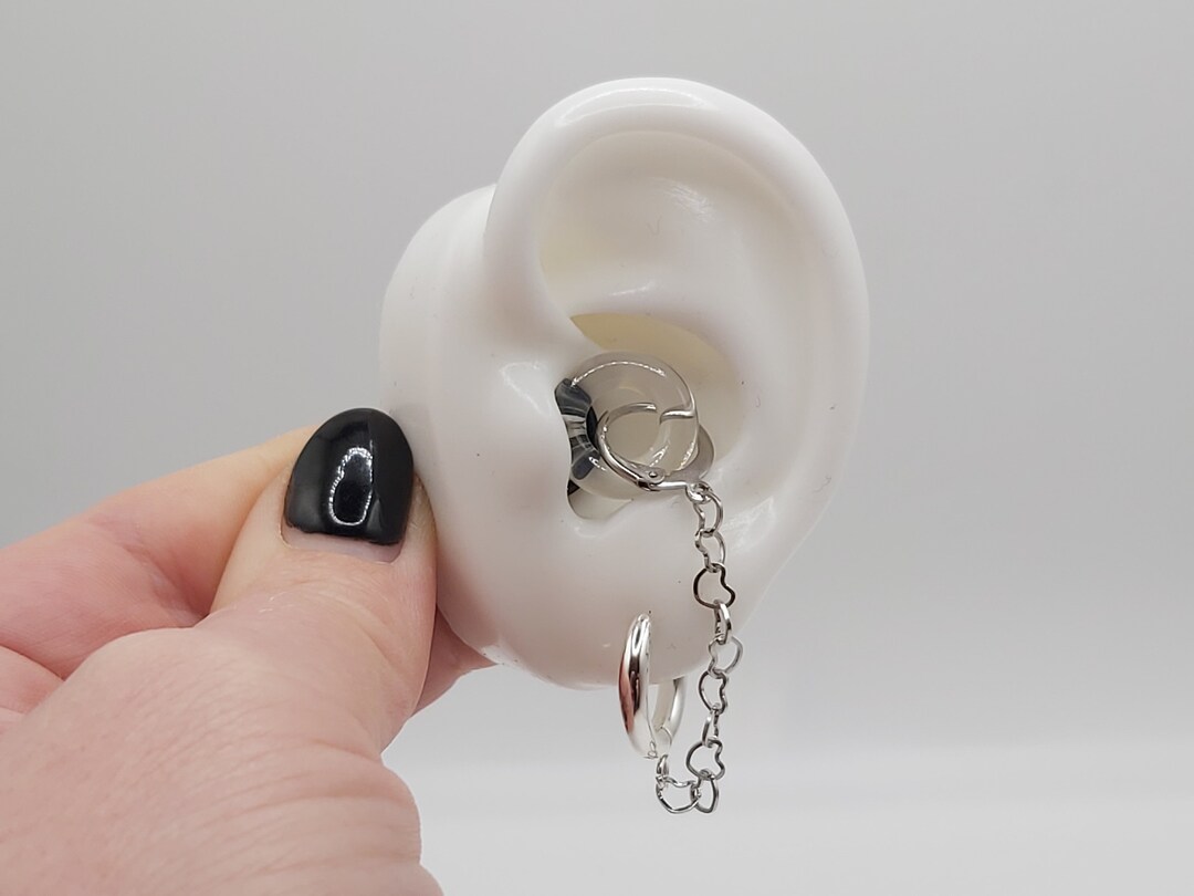 Silver Heart Earrings for Loop Earplugs, Sensory Earring, Earplug Earrings, ADHD Autism