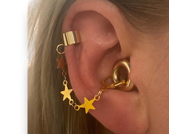 Gold Star ear cuff earrings for Loop earplugs, sensory earplug holders, ADHD autism accessory, clip on festival gig loss prevention jewelry