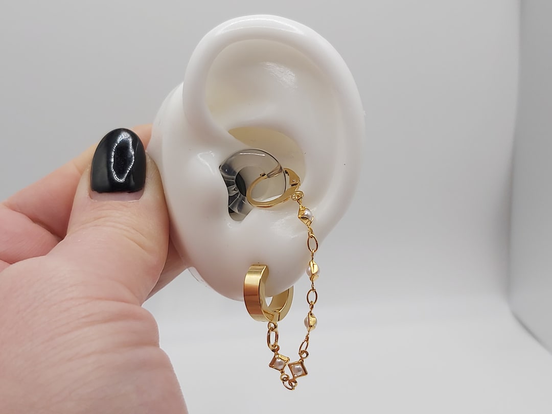 Gold Pearl Earrings for Loop Earplugs, Sensory Earrings, Earplug