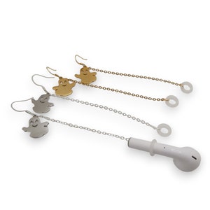 Ghost Anti Loss Ear Cuffs for EarPod, Ear Bud, Earphone, Earplug, Non-Pierced Ears, Functional Sensory Jewellery, Gift for Her