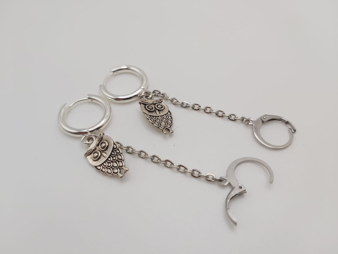 Silver Owl Earrings for Loop Earplugs Sensory Earrings Etsy