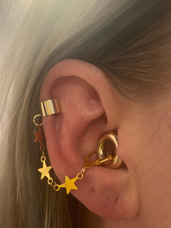 Gold Star Ear Cuff Earrings for Loop Earplugs, Sensory Earplug Holders,  ADHD Autism Accessory, Clip on Festival Gig Loss Prevention Jewelry 