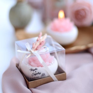 Gift For Guest Pink Succulent Delight: Hand-poured Personalized Candle in Box Perfect Gift For Wedding, Engagement and more image 1