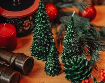 Handgemachtes Luxus Weihnachtskerzen Set: Baum & Tannenzapfen Design | Perfektes Urlaubsdekor und Geschenk! | Einzigartige Weihnachtsbevorzugung | Festliche Ornamente
