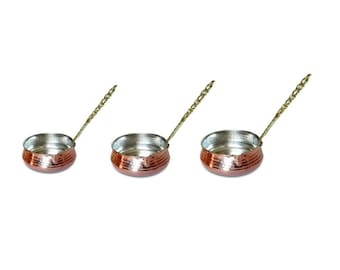 Juego de 3 tazones de salsa de cobre hechos a mano / sartén de cobre