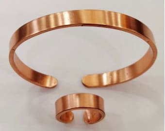 Pure 100% Handmade Copper Bracelet And Ring / copper set