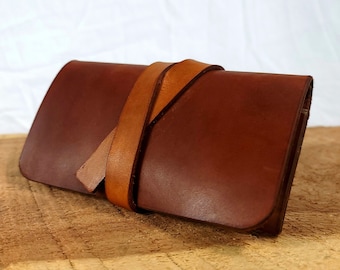 Pochette à tabac en cuir végétalienne faite main